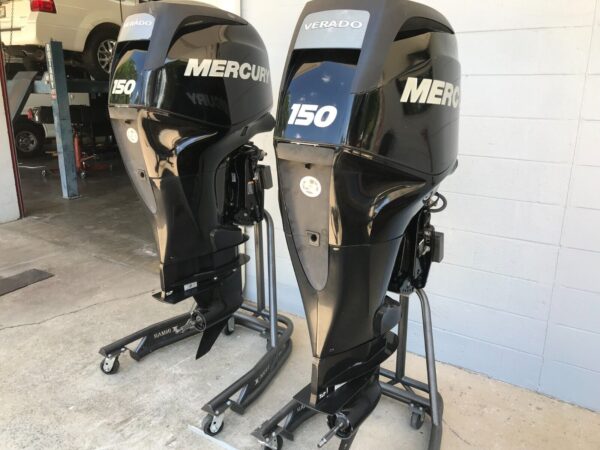 Pair 2013 Mercury 150hp Verado Supercharged 4 Stroke 25″ Outboard Motors