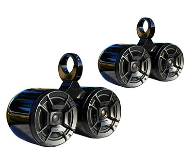 Pair of Twin Black Coated Bullet Speaker Pod Polk DB652 300Watt Marine Speaker